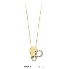 14 Ayar Altın Kalp Sonsuzluk Kolye KLY592