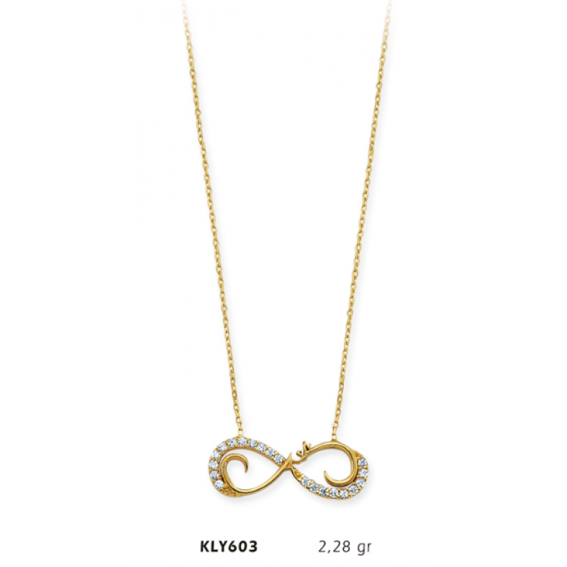 14 Ayar Altın Aşk Sonsuzluk Kolye KLY603