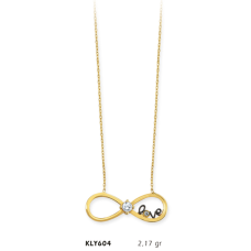 14 Ayar Altın Love Sonsuzluk Kolye KLY604