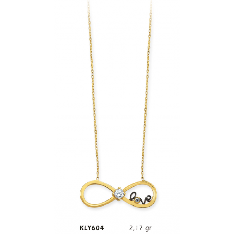14 Ayar Altın Love Sonsuzluk Kolye KLY604