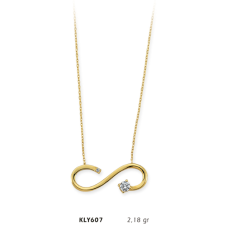 14 Ayar Altın Tektaş Sonsuzluk Kolye KLY607