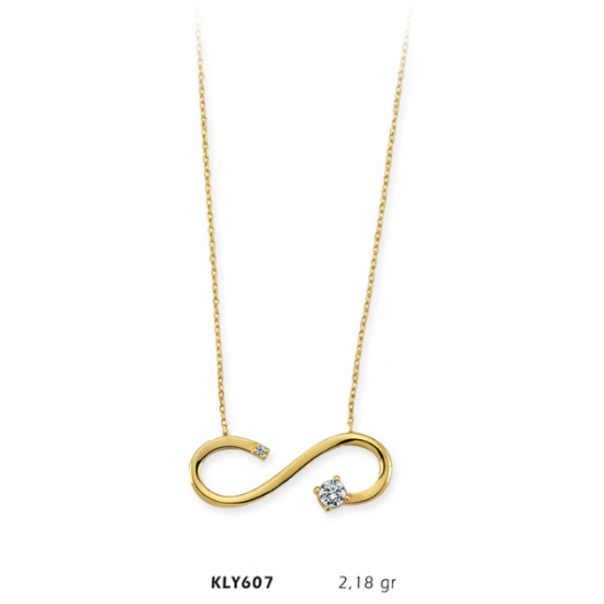 14 Ayar Altın Tektaş Sonsuzluk Kolye KLY607 14 Ayar Altın Tektaş Sonsuzluk Kolye KLY607