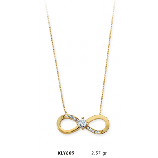 14 Ayar Altın Tektaş Sonsuzluk Kolye KLY609