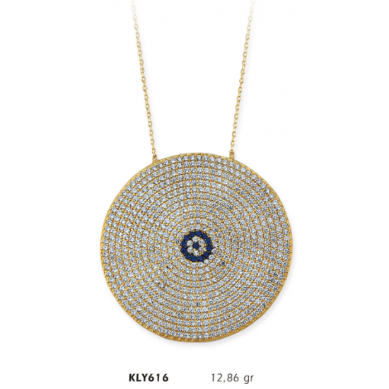 14 Ayar Altın Nazar Boncuğu Kolye KLY616