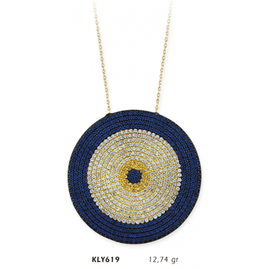 14 Ayar Altın Nazar Boncuğu Kolye KLY619