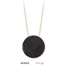 14 Ayar Kahverengi Taşlı Kolye KLY623