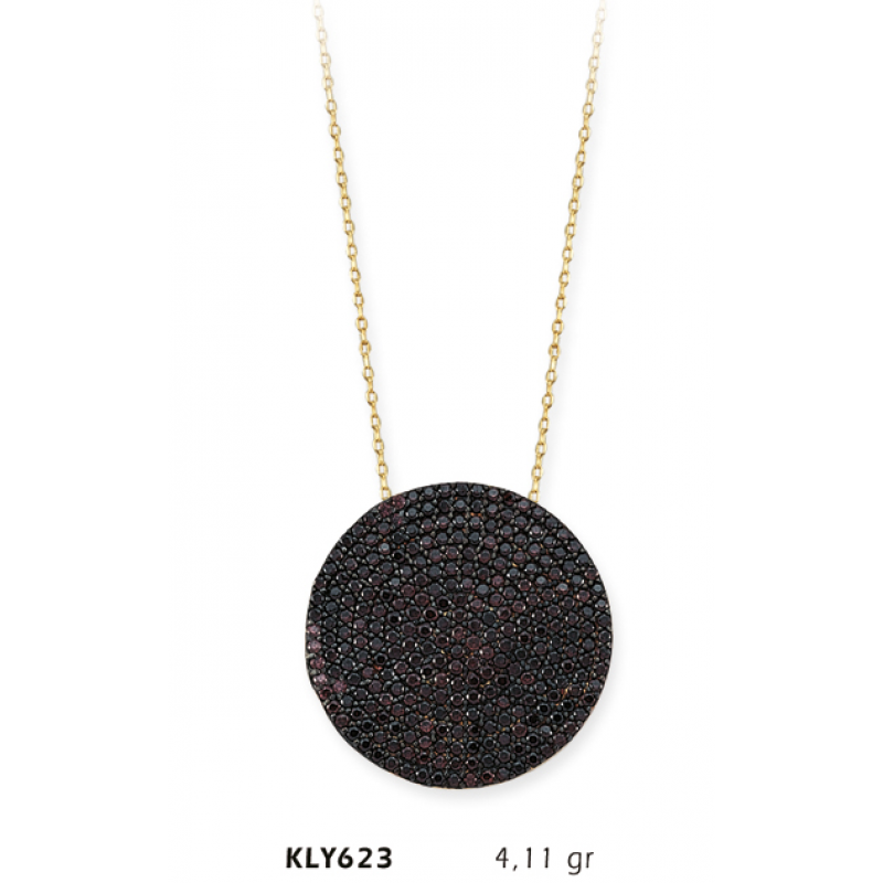 14 Ayar Kahverengi Taşlı Kolye KLY623