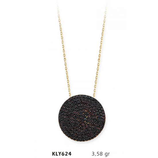 14 Ayar Altın Kahverengi Taşlı Kolye KLY624