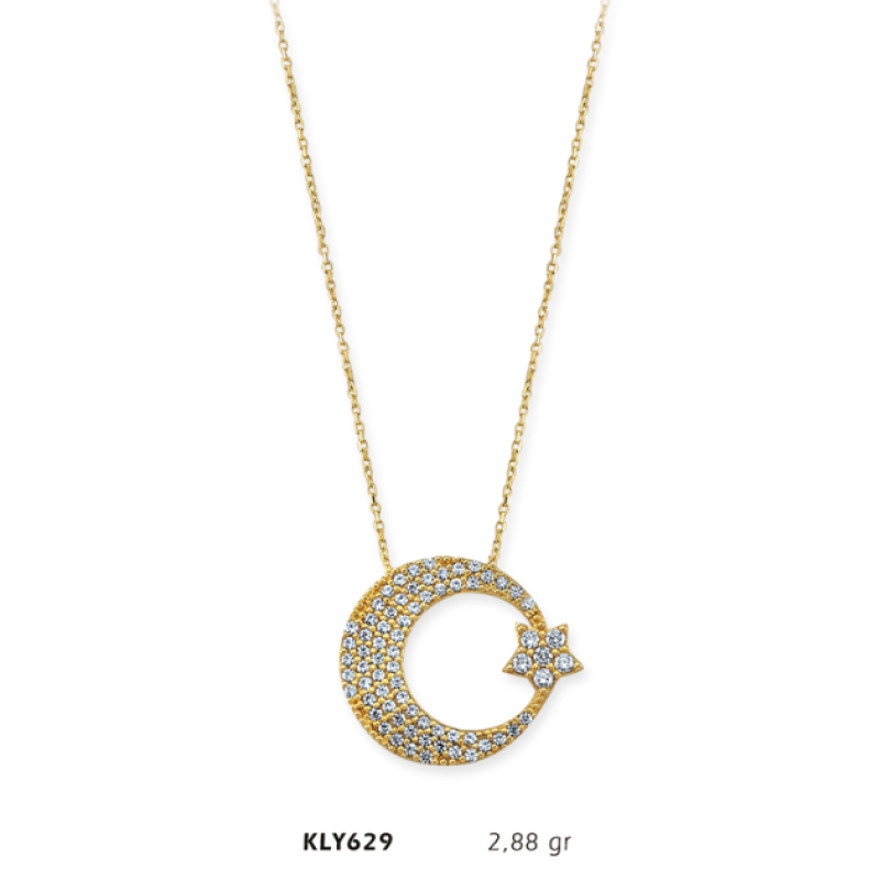 14 Ayar Altın Ay Yıldız Kolye KLY629 14 Ayar Altın Ay Yıldız Kolye KLY629