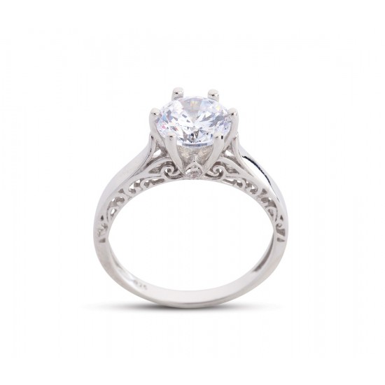 Altı Tırnak Barok Beyaz Yüzük GMS168