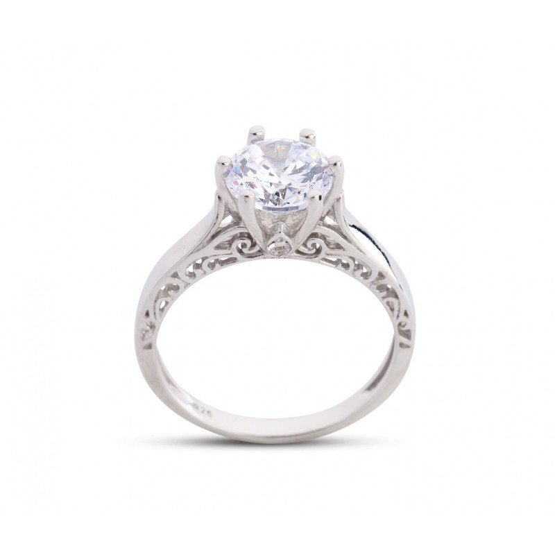 Altı Tırnak Barok Beyaz Yüzük GMS168