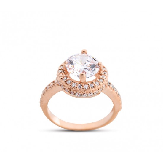 Dört Tırnak Tektaş Anturaj Rose Rengi Gümüş Yüzük GMS181 Dört Tırnak Tektaş Anturaj Rose Rengi Gümüş Yüzük GMS181