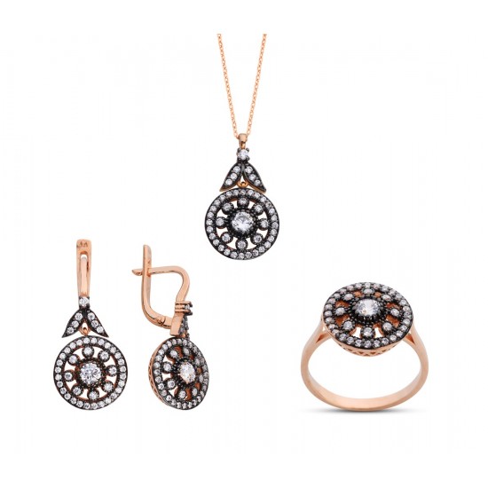 Gül Elmas Montür Rose Gümüş Set GMS140