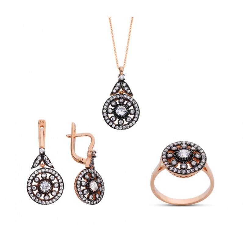 Gül Elmas Montür Rose Gümüş Set GMS140 Gül Elmas Montür Rose Gümüş Set GMS140
