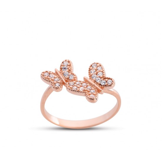 İkili Kelebek Ayarlı Rose Gümüş Yüzük GMS188 İkili Kelebek Ayarlı Rose Gümüş Yüzük GMS188