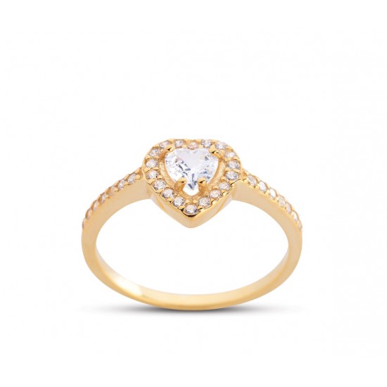 Kalpli Anturaj Altın Rengi Gümüş Yüzük GMS189 Kalpli Anturaj Altın Rengi Gümüş Yüzük GMS189