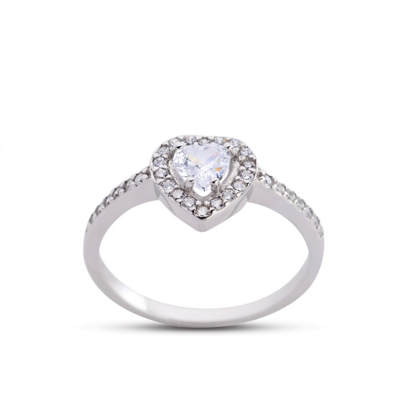 Kalpli Anturaj Beyaz Renk Gümüş Yüzük GMS190 Kalpli Anturaj Beyaz Renk Gümüş Yüzük GMS190