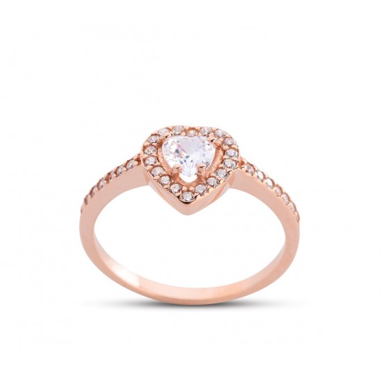 Kalpli Anturaj Rose Renk Gümüş Yüzük GMS191 Kalpli Anturaj Rose Renk Gümüş Yüzük GMS191