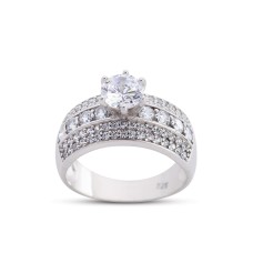 Kanal Tektaş Beyaz Renk Gümüş Yüzük  GMS196