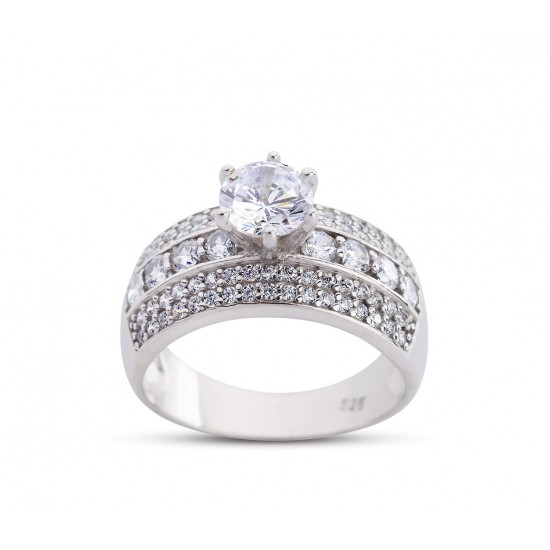 Kanal Tektaş Beyaz Renk Gümüş Yüzük  GMS196