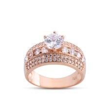 Kanal Tektaş Rose Renk Gümüş Yüzük  GMS197