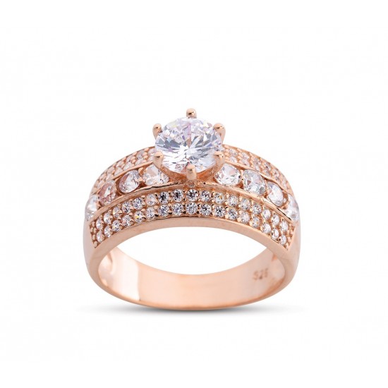 Kanal Tektaş Rose Renk Gümüş Yüzük GMS197 Kanal Tektaş Rose Renk Gümüş Yüzük GMS197