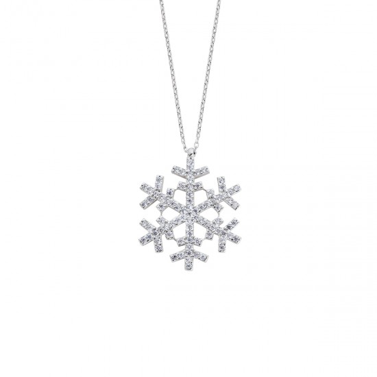 Kar Tanesi Beyaz Renk Gümüş Kolye GMS53 Kar Tanesi Beyaz Renk Gümüş Kolye GMS53
