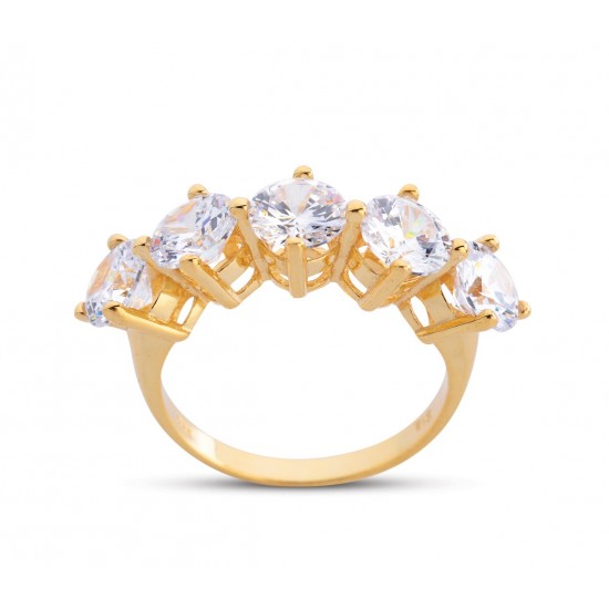 Kral Tacı Büyük Boy Altın Rengi Gümüş Beştaş Yüzük  GMS200