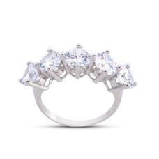 Kral Tacı Büyük Boy Beyaz Gümüş Beştaş Yüzük  GMS203