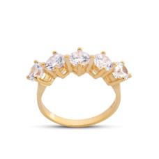 Kral Tacı Orta Boy Altın Rengi Gümüş Beştaş Yüzük  GMS202