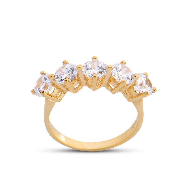 Kral Tacı Orta Boy Altın Rengi Gümüş Beştaş Yüzük GMS202 Kral Tacı Orta Boy Altın Rengi Gümüş Beştaş Yüzük GMS202