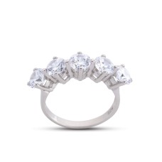 Kral Tacı Orta Boy Beştaş Beyaz Renk Yüzük GMS204