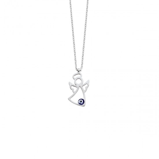 Nazar Boncuklu Melek Beyaz Gümüş Kolye GMS75 Nazar Boncuklu Melek Beyaz Gümüş Kolye GMS75