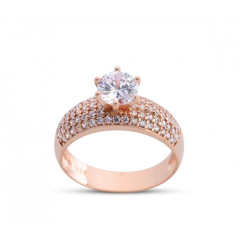 Mikro Tektaş Rose Rengi Gümüş Yüzük – GMS214 Mikro Tektaş Rose Rengi Gümüş Yüzük – GMS214