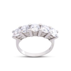 Pırlanta Montür Büyük Boy Beyaz Renk Beştaş Gümüş Yüzük GMS216