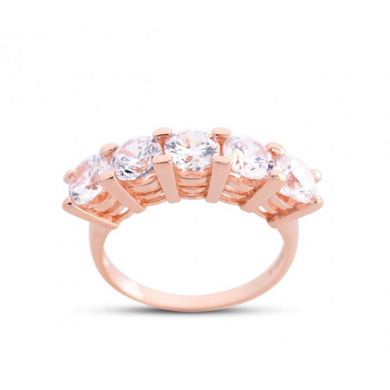 Pırlanta Montür Büyük Boy Rose Renk Beştaş Yüzük GMS217