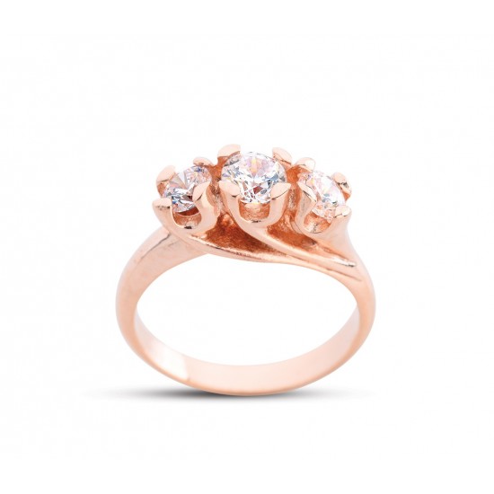 Pırlanta Montür Tria Gül Rose Gümüş Yüzük GMS220 Pırlanta Montür Tria Gül Rose Gümüş Yüzük GMS220