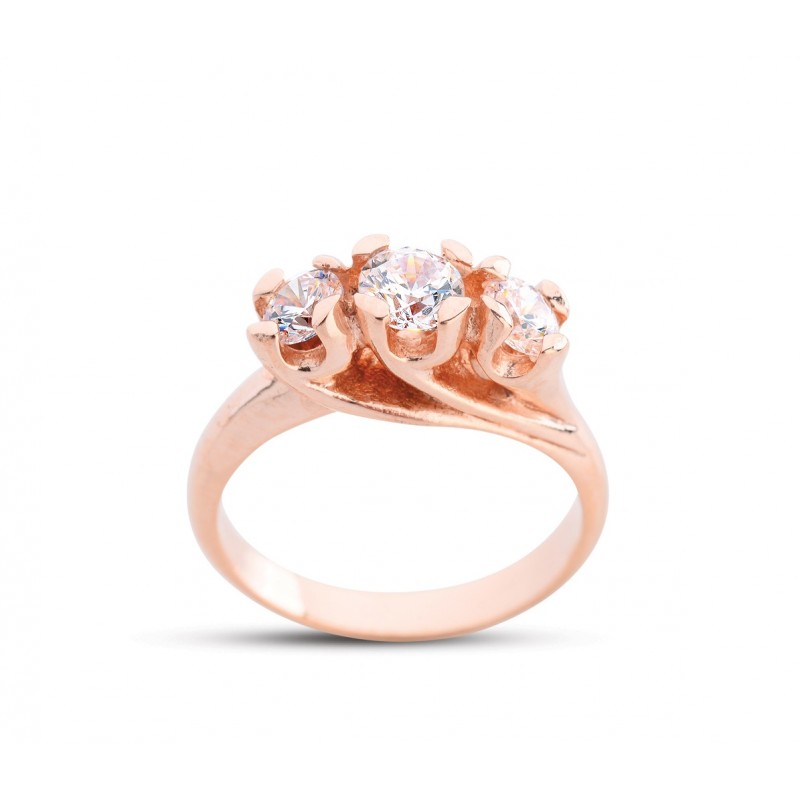 Pırlanta Montür Tria Gül Rose Gümüş Yüzük GMS220 Pırlanta Montür Tria Gül Rose Gümüş Yüzük GMS220