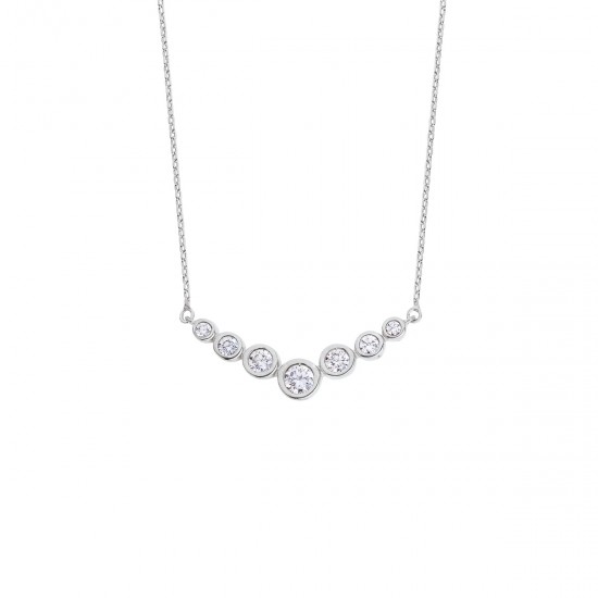 Su Yolu Beyaz Renk Gümüş Kolye  GMS98