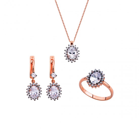 Tırnaklı Oval Pırlanta Montür Gümüş Set GMS161 Tırnaklı Oval Pırlanta Montür Gümüş Set GMS161