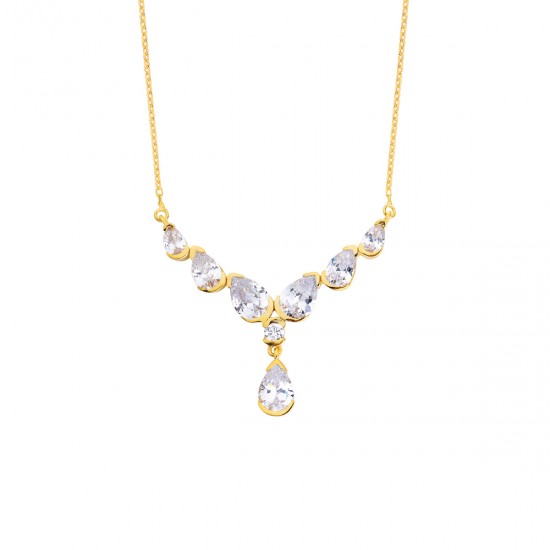 Damla Altın Rengi Gümüş Kolye GMS115