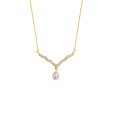 Yağmur Damlası Altın Rengi Gümüş Kolye  GMS121