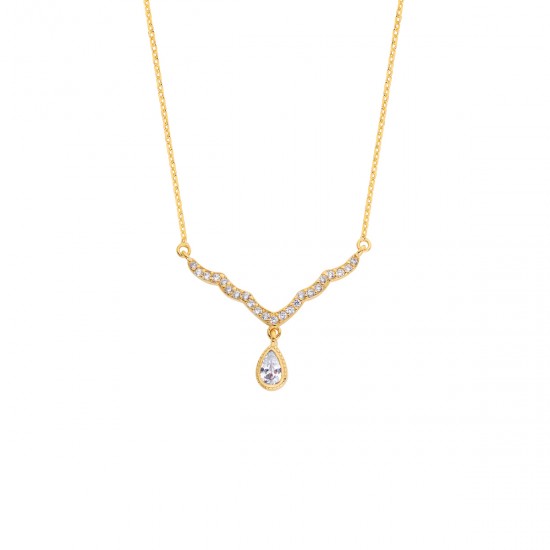 Yağmur Damlası Altın Rengi Gümüş Kolye GMS121 Yağmur Damlası Altın Rengi Gümüş Kolye GMS121