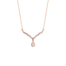 Yağmur Damlası Rose Rengi Gümüş Kolye GMS122