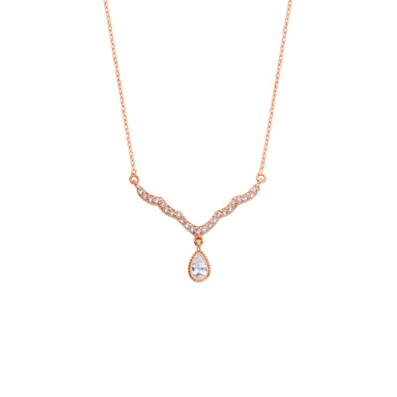 Yağmur Damlası Rose Rengi Gümüş Kolye GMS122 Yağmur Damlası Rose Rengi Gümüş Kolye GMS122