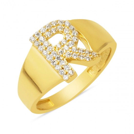 14 Ayar Altın R Harf Yüzük YZK428