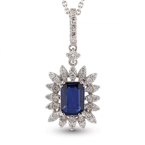 1.32 Ct Pırlanta Safir Kolye RTKL14