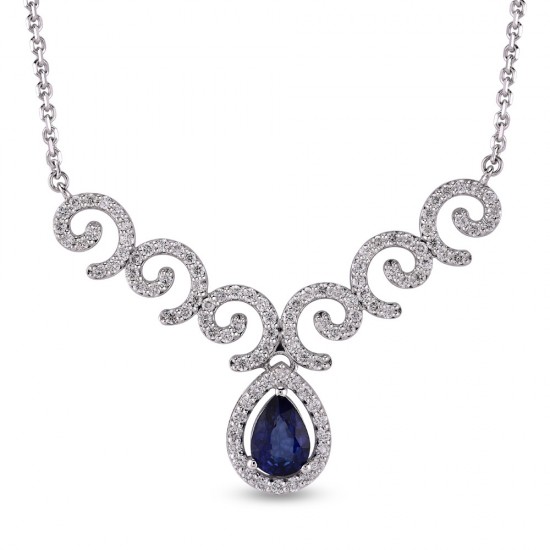 1.68 Ct Pırlanta Safir Kolye RTKL40