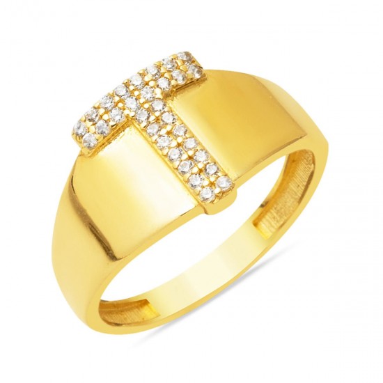 14 Ayar Altın T Harf Yüzük YZK430