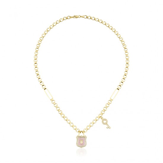 Taşlı Kilit Uçlu Kolye ZKU133